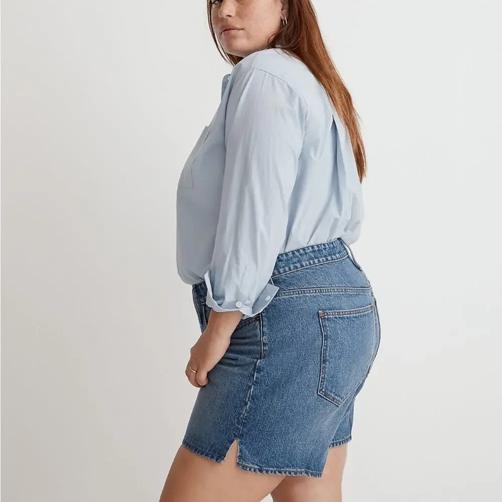 NWT Madewell Mid-Length Denim Shorts Side Slit Edition